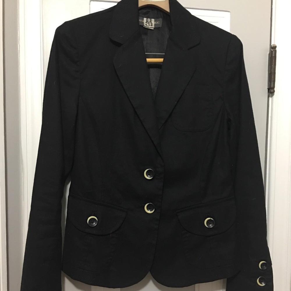 Black Sz 8 Linen Banana Republic Blazer